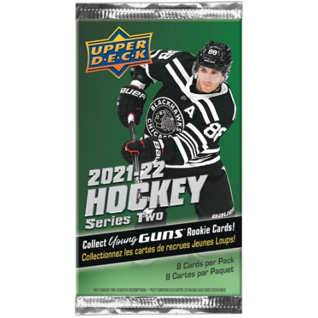 Paquet de cartes NHL 2021-22 UD Serie 2 Retail Foil. 8 cartes
