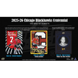Boite 2025-26 de 135 cartes du centenaire des Blackhawks de Chicago (Tin hobby) d'Upper Deck.
