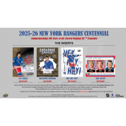 Boite de 135 cartes 2025-26 TIN HOBBY du centenaire des Rangers de New York d'Upper Deck.